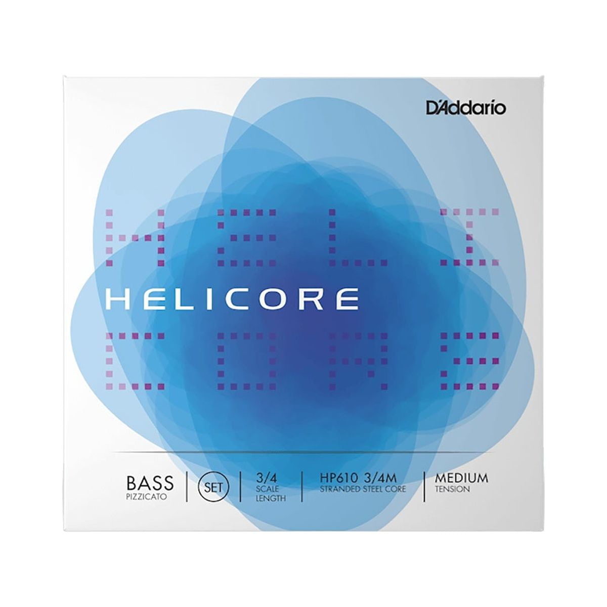 D'Addario Helicore Pizzicato Bass String Set, 3/4 Scale, Medium Tension