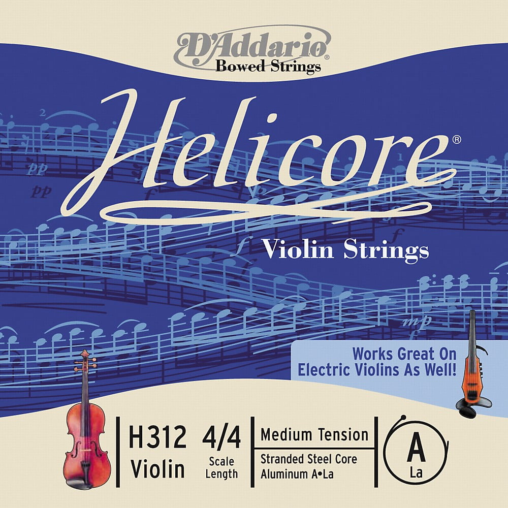 D'Addario Helicore Violin Single A String, 1/2 Scale, Medium Tension