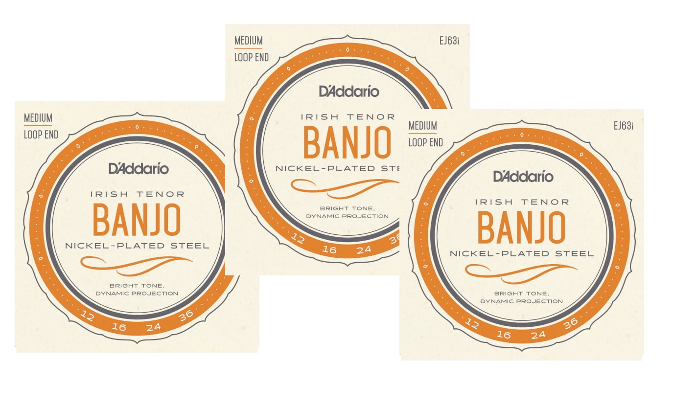 D'Addario Irish Tenor Banjo Strings 3 Packs EJ63i Medium Loop End