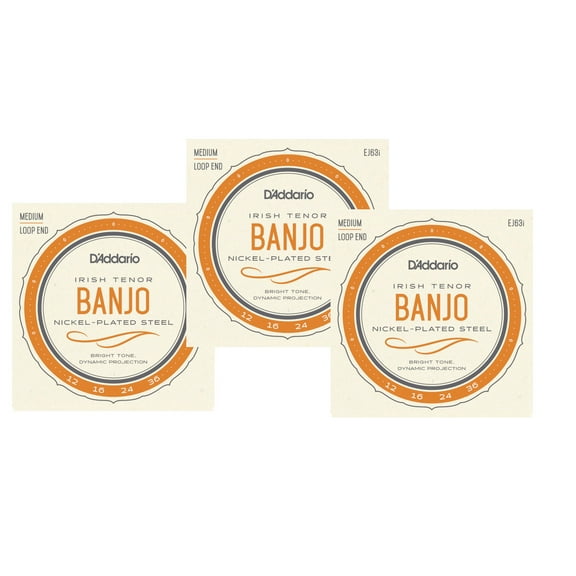 D'Addario Irish Tenor Banjo Strings 3 Packs EJ63i Medium Loop End