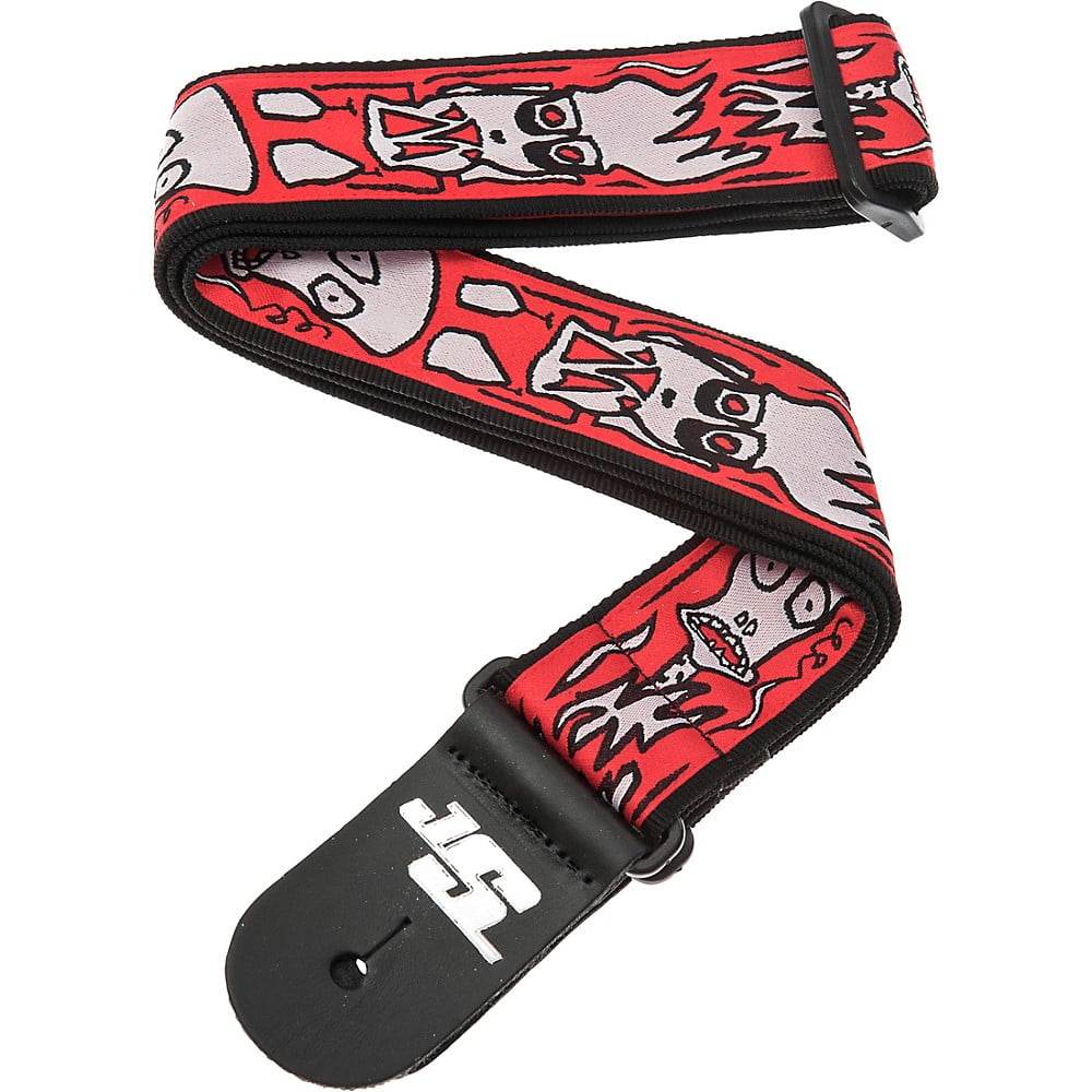 D'Addario Joe Satriani Nylon Guitar Strap - Black/Gray Skull N Bones