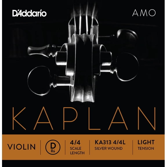 D'Addario Kaplan Amo Violin D String, 4/4 Scale, Light Tension