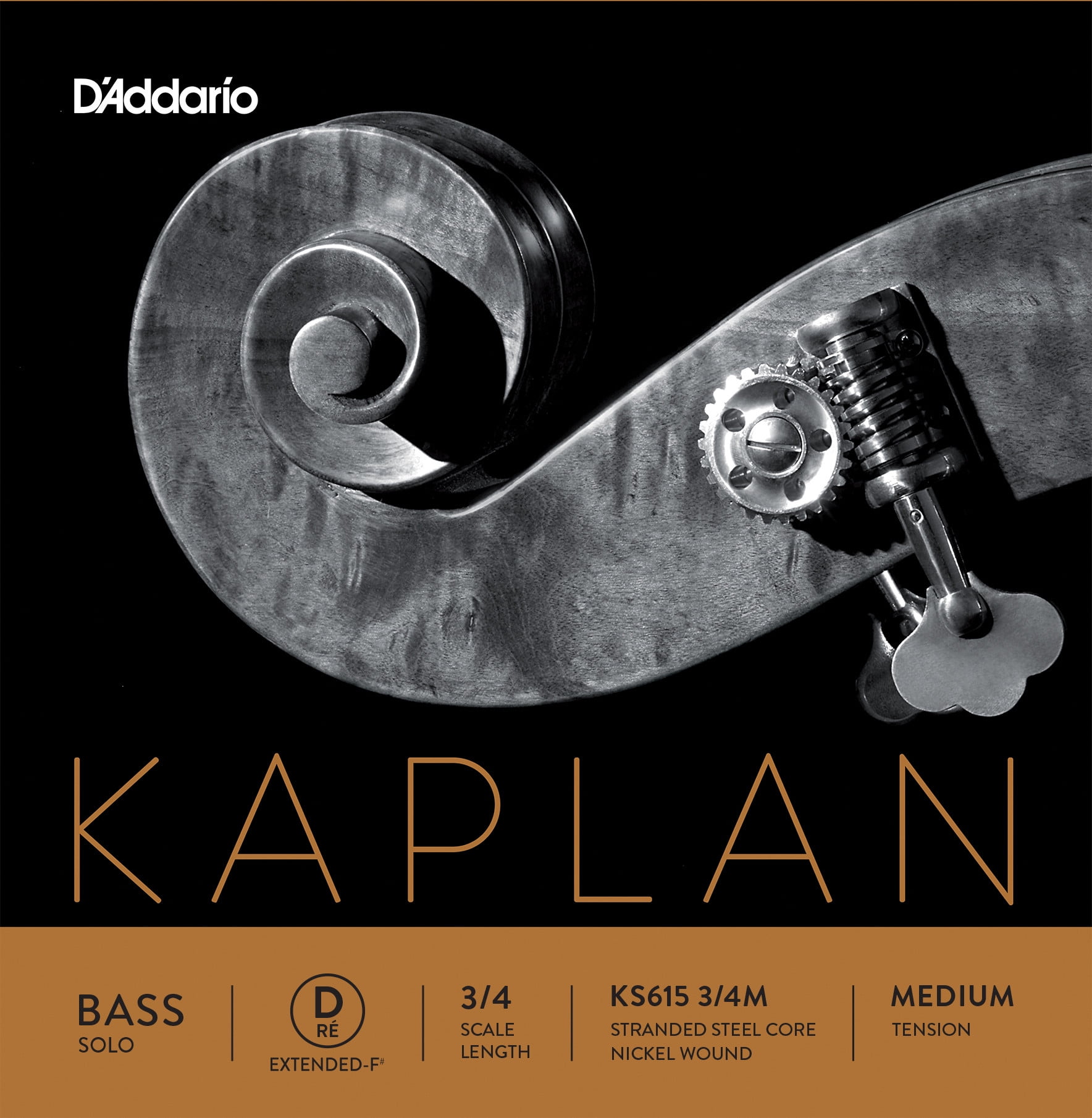 D'Addario Kaplan Solo Double Bass D-Ext String, 3/4 Scale, Medium Tension