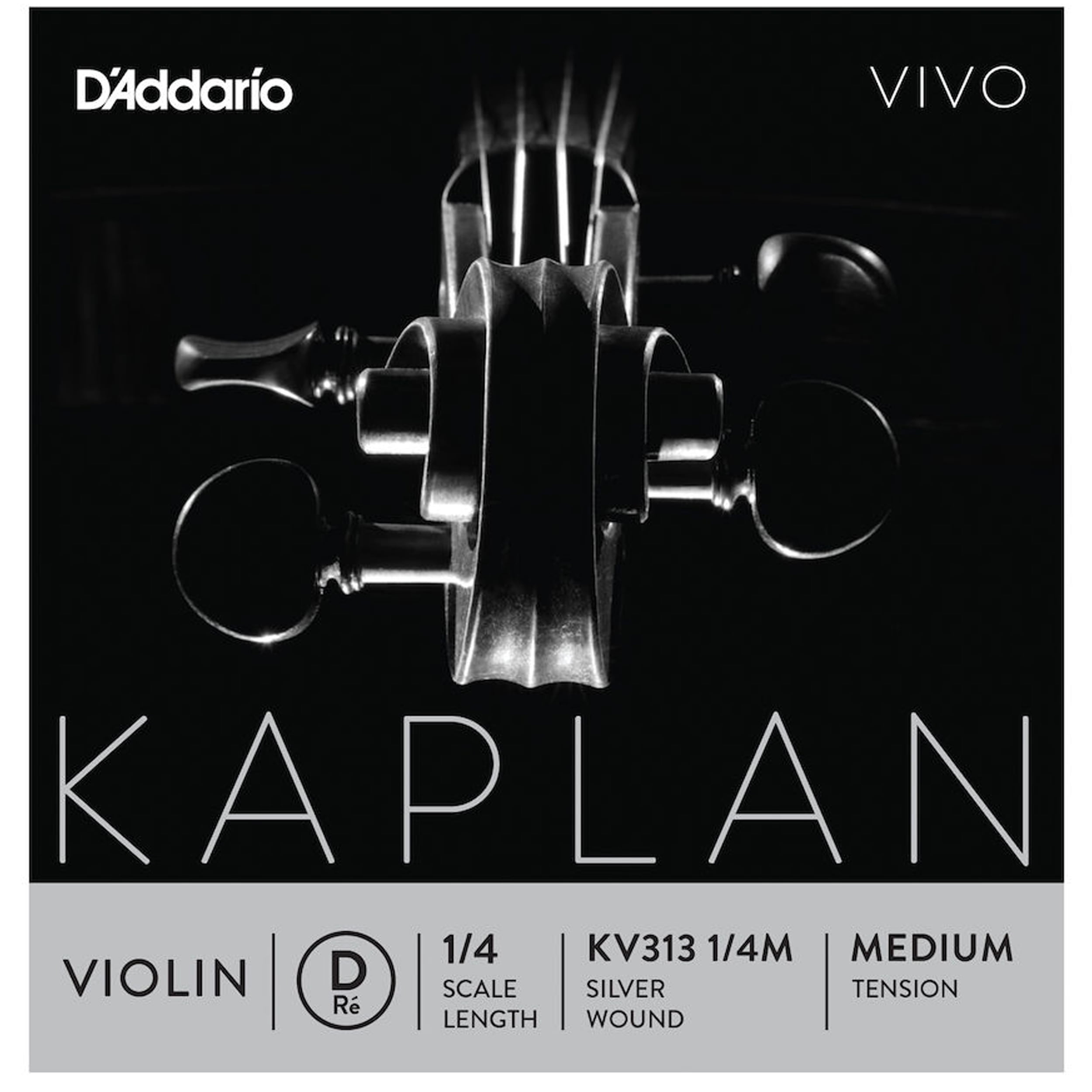 D'Addario Kaplan Vivo Violin D String, 1/4 Scale, Medium Tension
