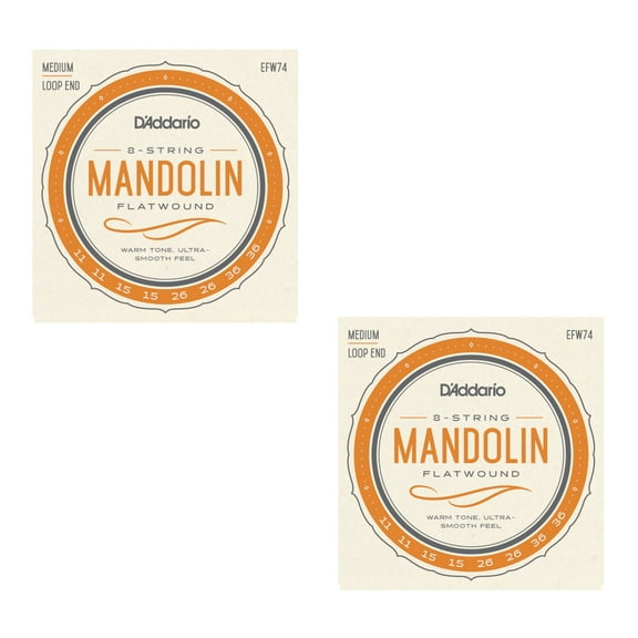 D'Addario Mandolin Strings 2-Pack Flat Wound EFW74 11-36 Loop End