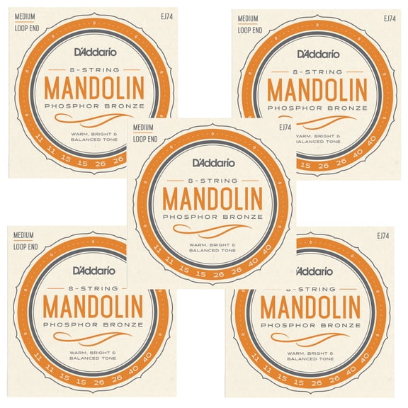 D'Addario Mandolin Strings 5-Packs EJ74 (formerly J74)  Medium  .011-.040
