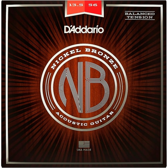 D'Addario NB13556BT Nickel Bronze Acoustic Guitar Strings, Balanced Tension Medium, 13.5-56