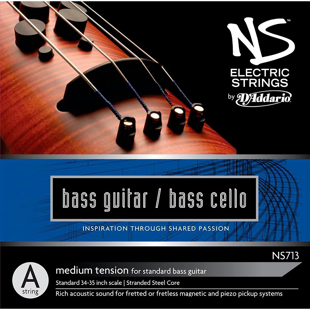 D'Addario NS Electric Bass/Cello Single A String, 4/4 Scale, Medium Tension
