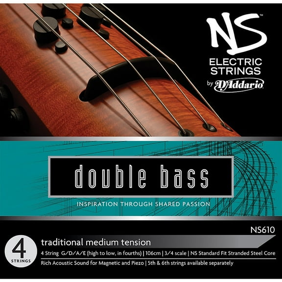 D'Addario NS Electric Traditional Bass String Set, 3/4 Scale, Medium Tension