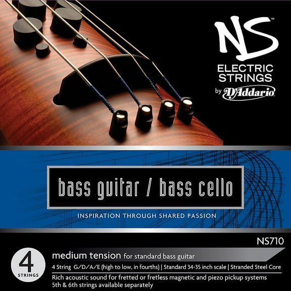 D'Addario NS Electric Bass/Cello String Set, 4/4 Scale, Medium Tension