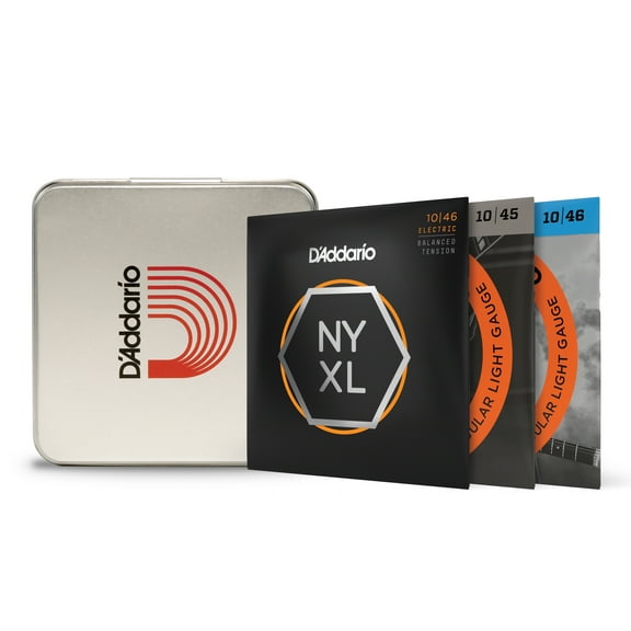 D'Addario NYXL, XL Nickel, and Pure Nickel Electric Guitar String Sample Pack with Limited Edition Collection D'Addario Tin