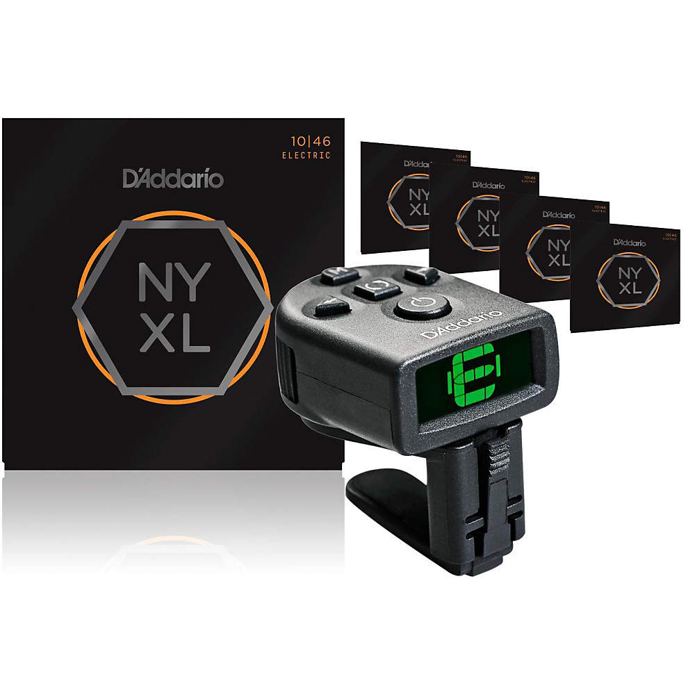 D'Addario NYXL0838 Extra Super Light Electric Guitar Strings 5-Pack With Free NS Micro Headstock Tuner