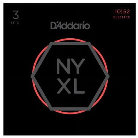 D'Addario NYXL1052-3P Nickel Wound Electric Guitar Strings, Light Top / Heavy Bottom, 10-52, 3 Sets