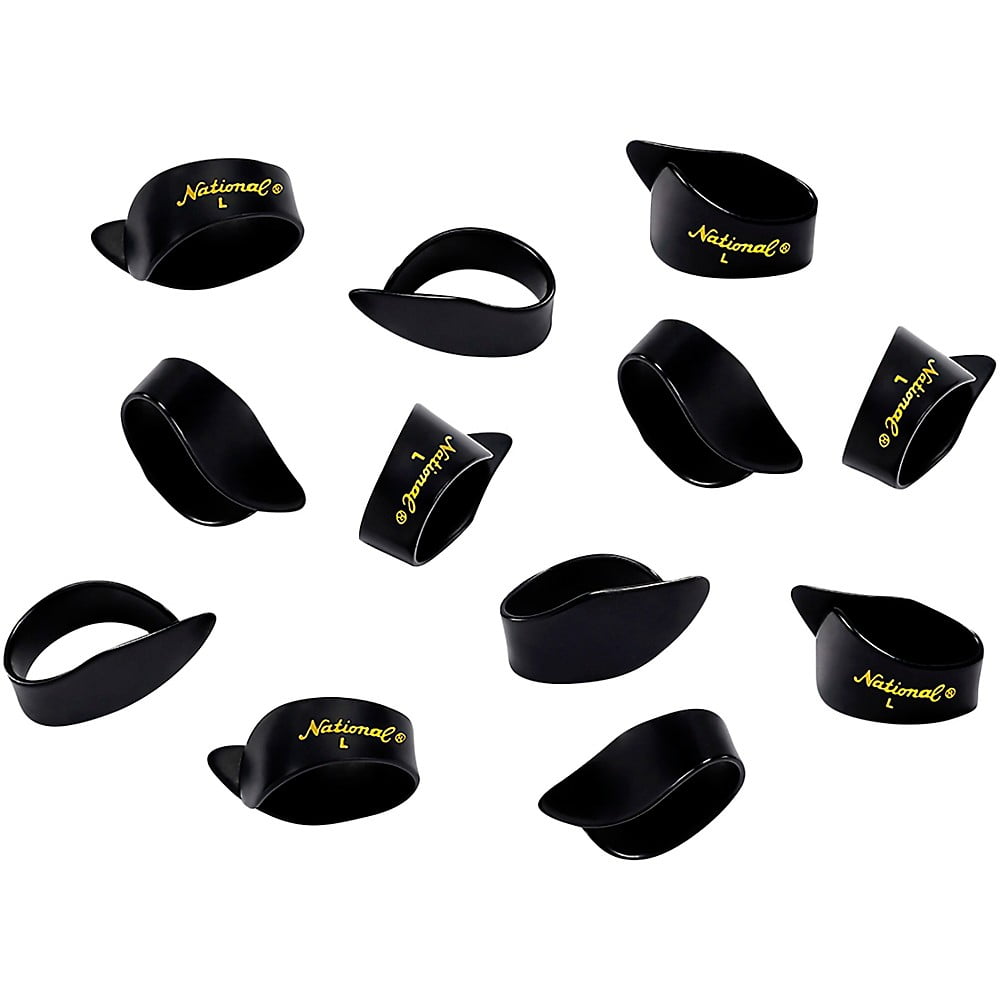 D'Addario National Celluloid Thumb Picks, Large Black 12 pack