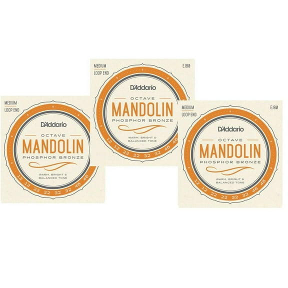 D'Addario Octave Mandolin Strings 3 Pack Phosphor Bronze Medium Loop End