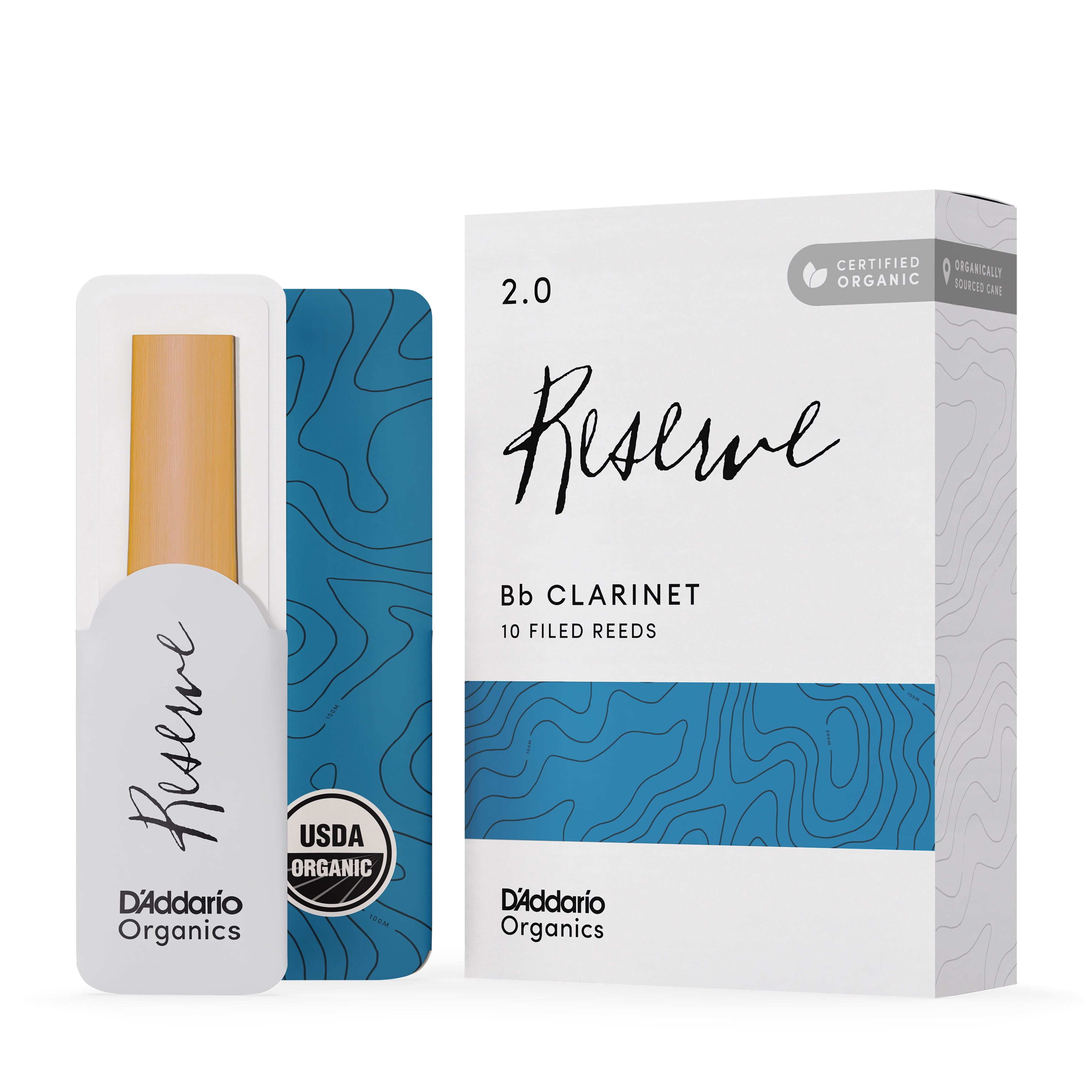 D'Addario Organic Reserve Bb Clarinet Reeds, Strength 2.0, 10-pack