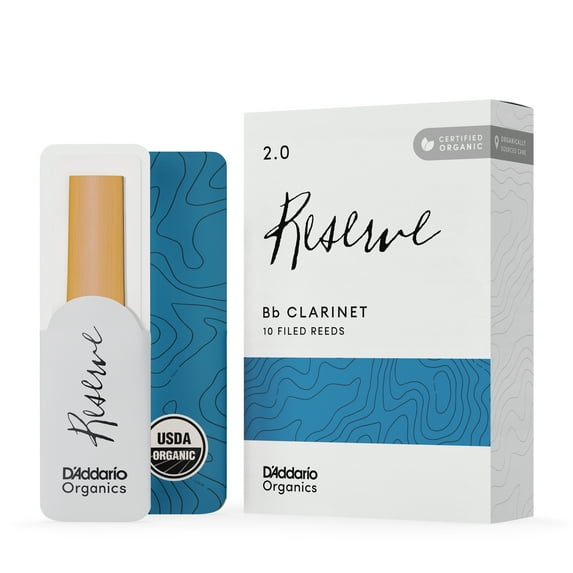 D'Addario Organic Reserve Bb Clarinet Reeds, Strength 2.0, 10-pack