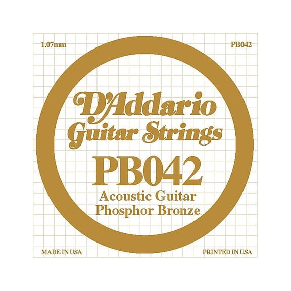 D'Addario PB042 Phosphor Bronze Guitar Strings .042 Guage