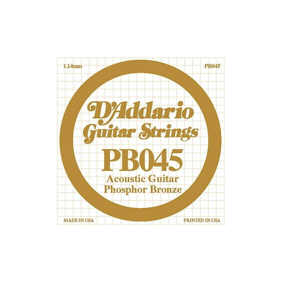 D'Addario PB045 Phosphor Bronze Single Acoustic String Single