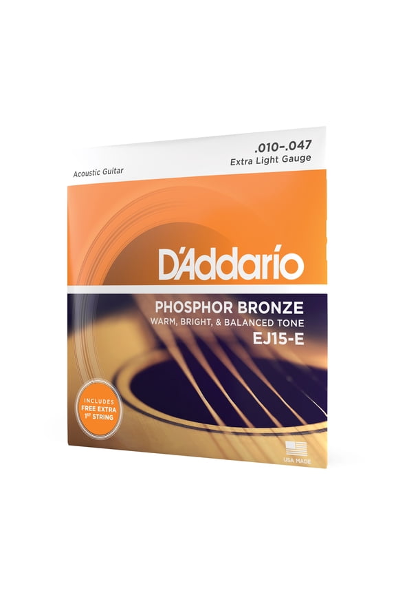 Phosphor Bronze Acoustic Guitar Strings, Extra Light, 10-47 Gauge