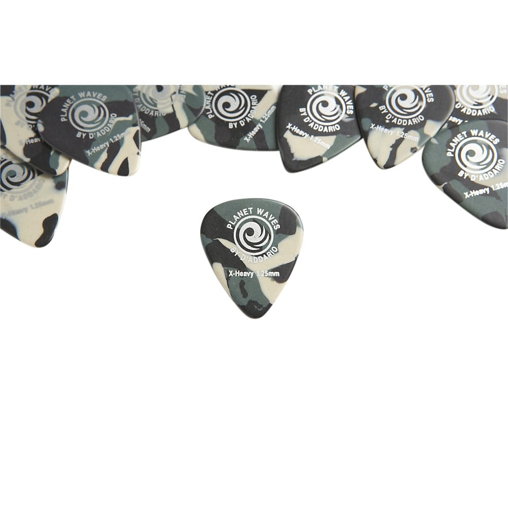 Planet Waves Camouflage Celluloid Guitar Picks, 100 pack, Extra-Heavy