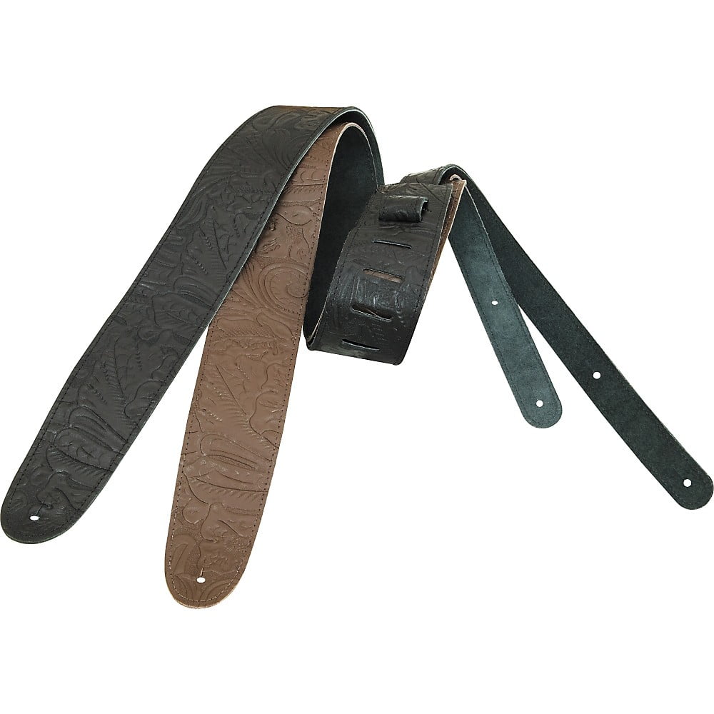 D'Addario Planet Waves Embossed Leather Guitar Strap Brown