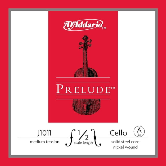 D'Addario Prelude Cello Single A String, 1/2 Scale, Medium Tension