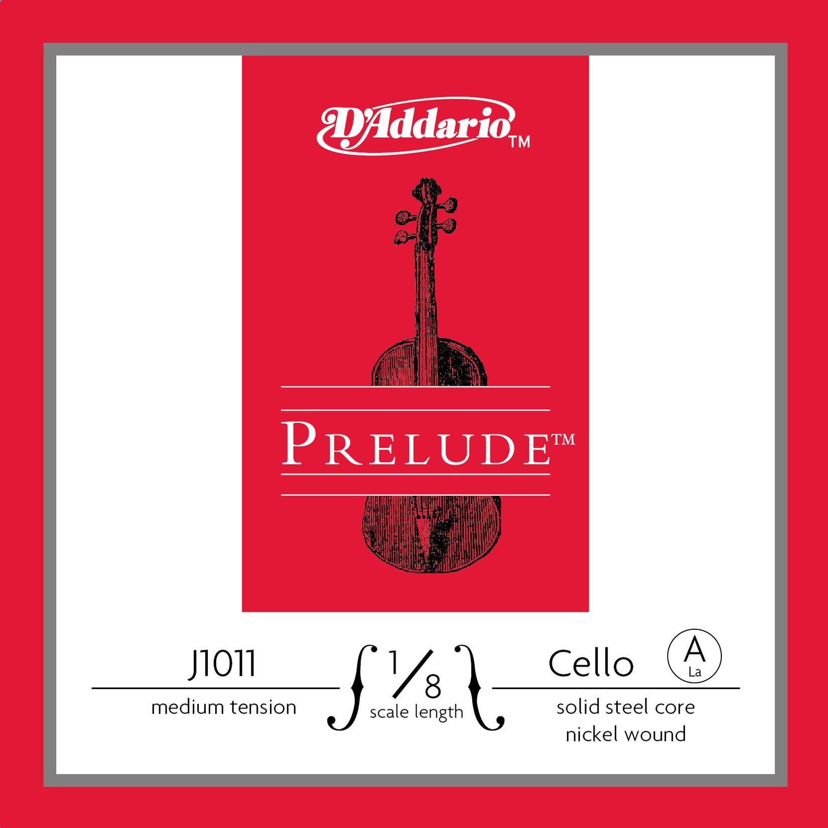 D'Addario Prelude Cello Single String | A String | 1/8 Scale | Medium Tension