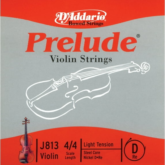 D'Addario Prelude Violin Single D String, 4/4 Scale, Light Tension