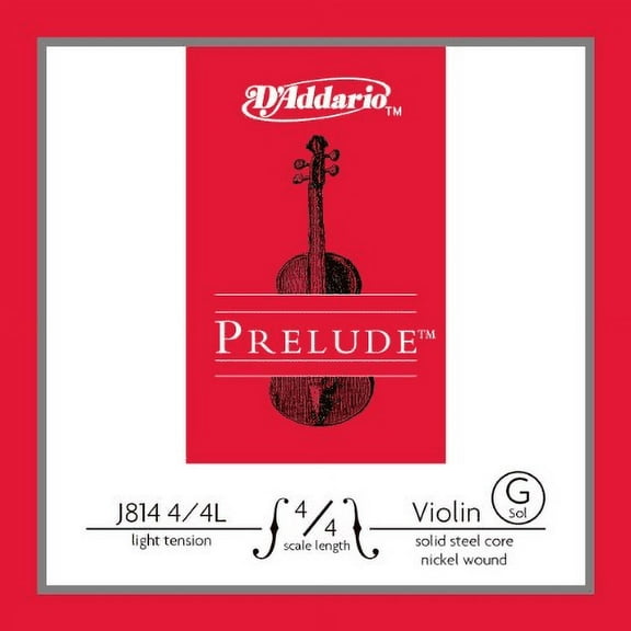 D'Addario Prelude Violin Single G String, 4/4 Scale, Light Tension