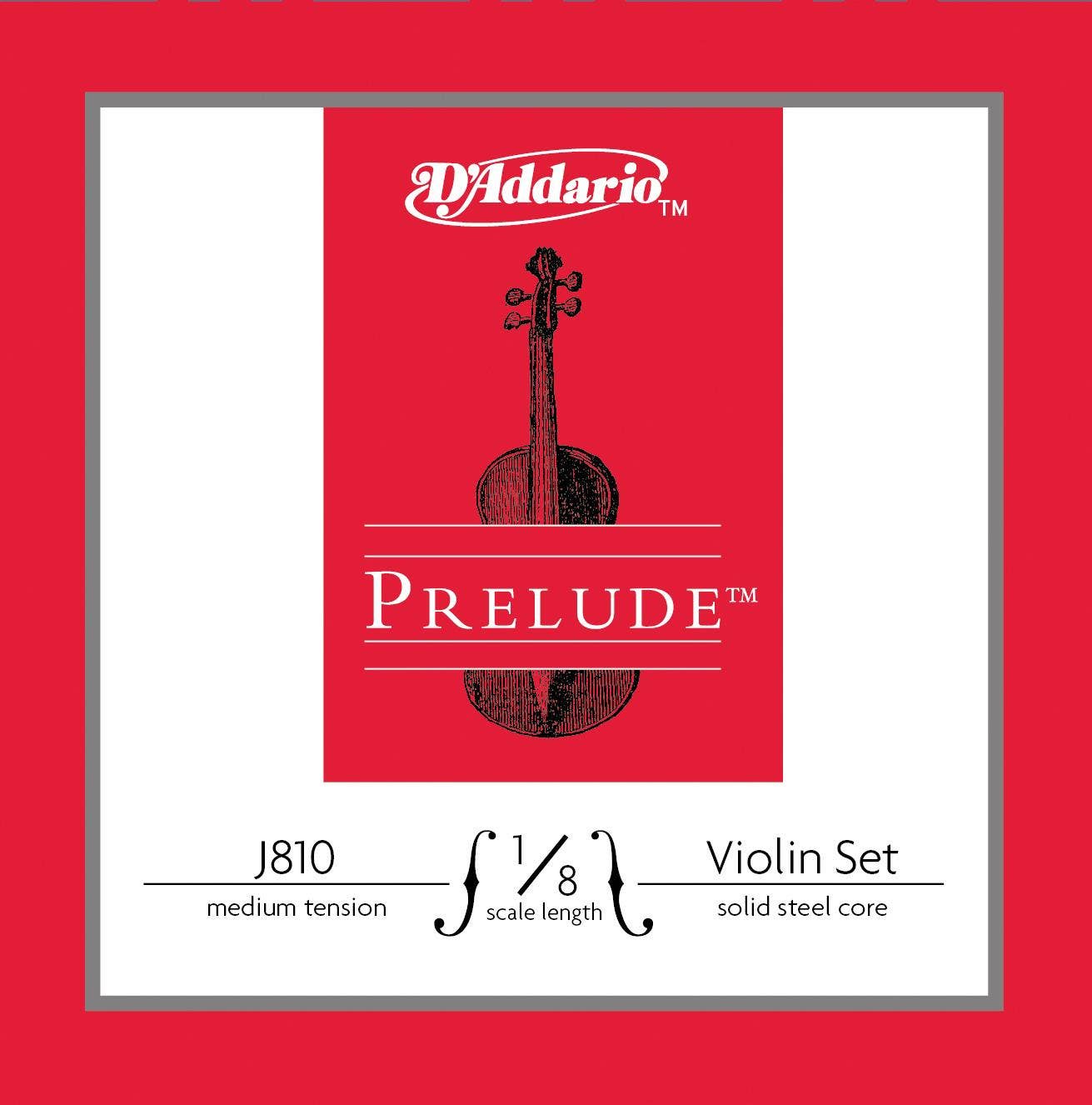 D'Addario Prelude Violin String Set, 1/8 Scale, Medium Tension