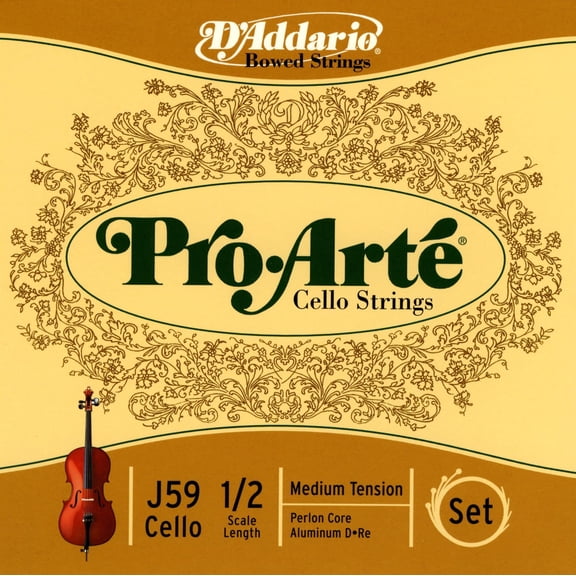 D'Addario Pro-Arte Cello String Set, 1/2 Scale, Medium Tension
