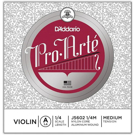 D'Addario Pro-Arte Violin Single A String, 1/4 Scale, Medium Tension