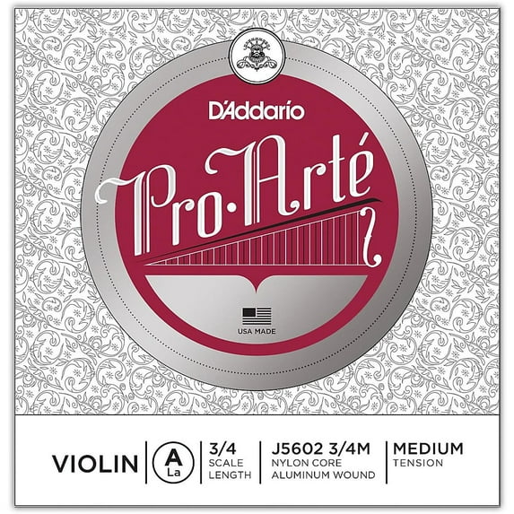 D'Addario Pro-Arte Violin Single A String, 3/4 Scale, Medium Tension