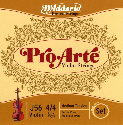 D'Addario Pro-Arte Violin String Set, 4/4 Scale, Medium Tension, Bulk 10-Pack