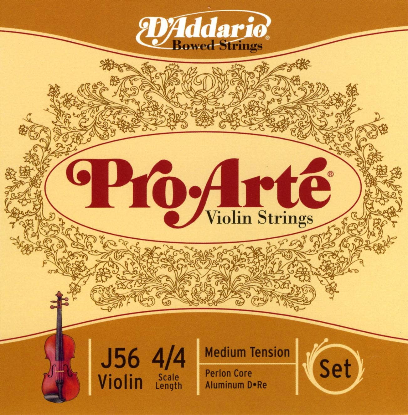 D'Addario Pro-Arte Violin String Set, 4/4 Scale, Medium Tension