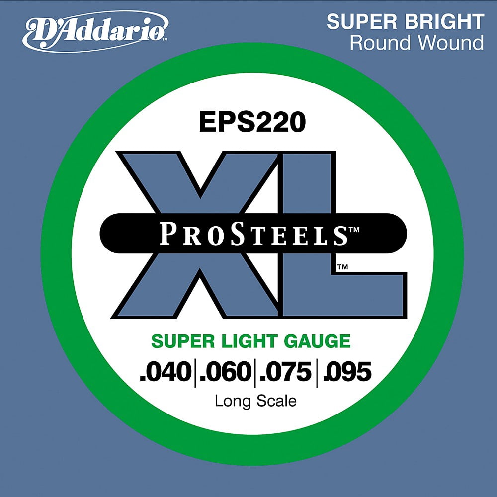 D'Addario EPS220 ProSteels Bass Guitar Strings, Super Light, 40-95, Long Scale