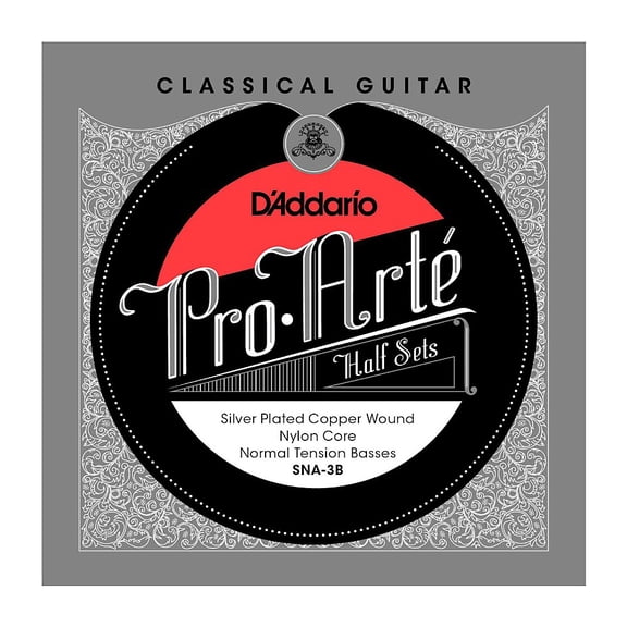 D'Addario SNA-3B Pro-Arte Silver Plated Copper on Nylon Core Classical Guitar Half Set, Alto Tension