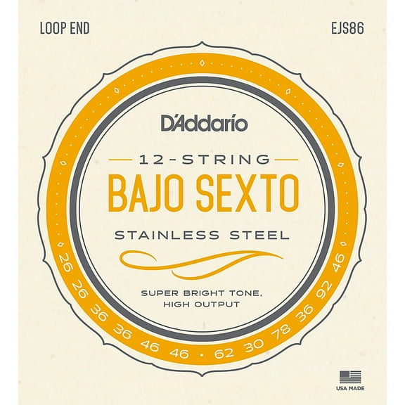 D'Addario EJS86 12-String Bajo Sexto Stainless Steel String Set
