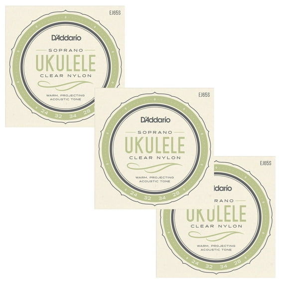 D'Addario Ukulele Strings 3-Pack Pro-Arte Soprano Clear Nylon EJ65S