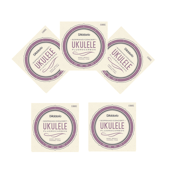 D'Addario Ukulele Strings 5-Pack Fluorcarbon EJ99B Uke Soprano/Concert Pro-arte