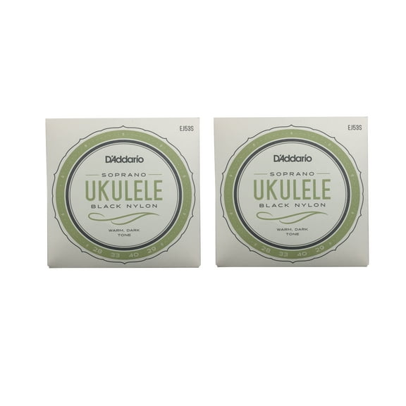 D'Addario Ukulele Strings Black Nylon EJ53S 2 Pack Uke Soprano Rectified