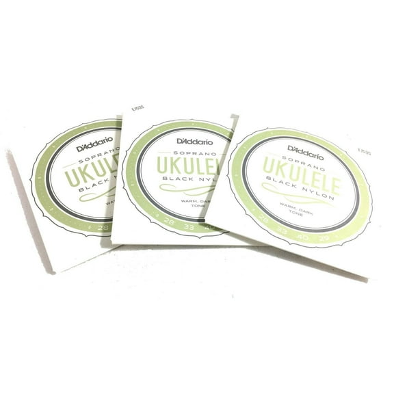 D'Addario Ukulele Strings Black Nylon EJ53S 3 Pack Uke Soprano Rectified