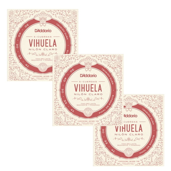 D'Addario Vihuela Strings 3-Sets Hard Tension 30 40 30 33 41