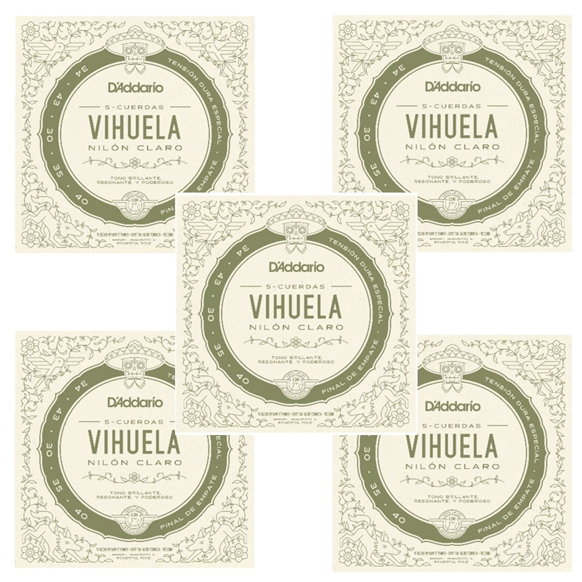 D'Addario Vihuela Strings 5-Pack Hard Tension