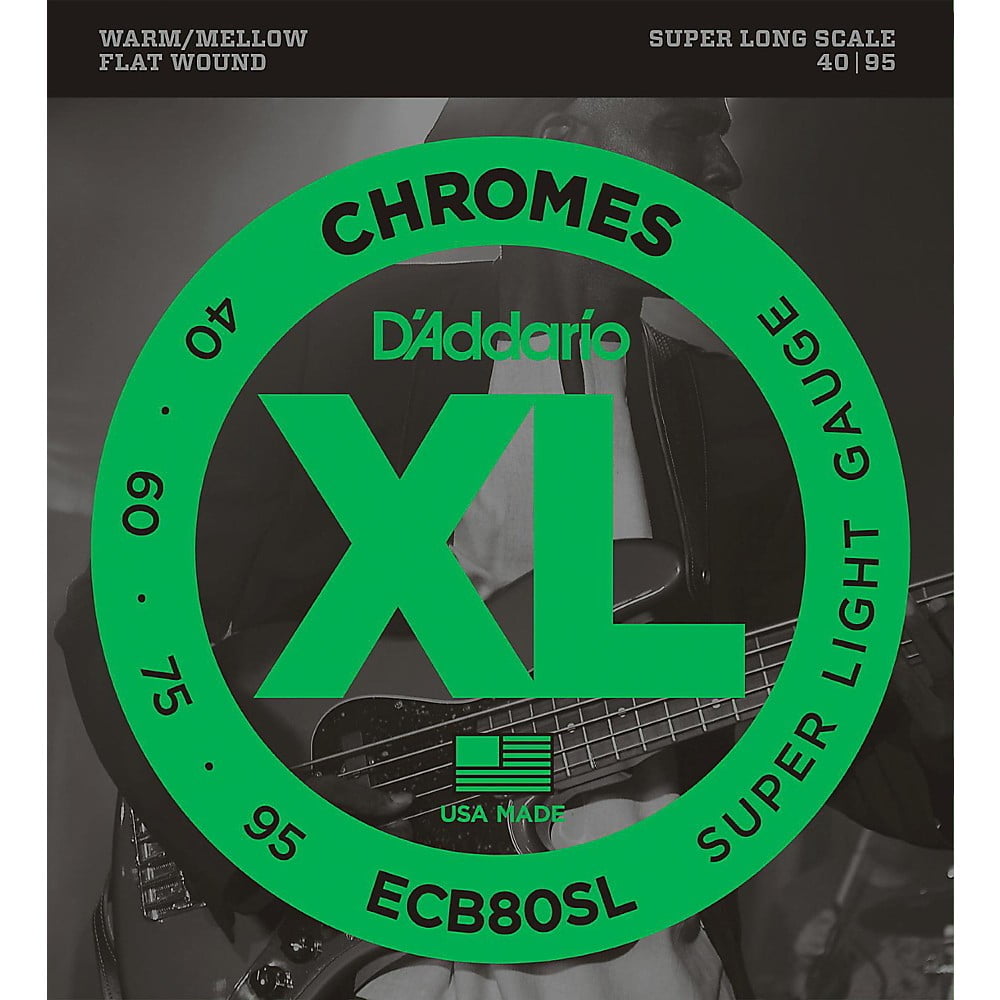 D'Addario XL Chromes, Super Light, Super Long Scale, 40-95 Bass Guitar Strings ECB80SL
