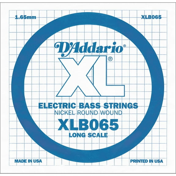 D'Addario XLB065 Nickel Wound Bass Guitar Single String, Long Scale, .065