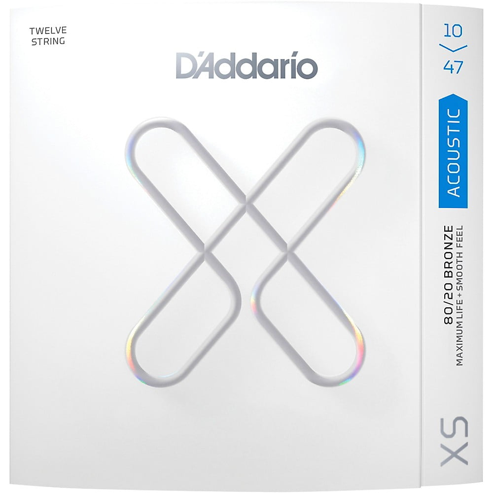D'Addario XS Acoustic 80/20 Bronze Coated Guitar Strings, 12-String Light (10-47)