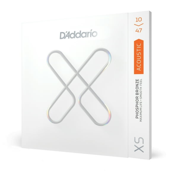 D'Addario XS Acoustic Guitar Strings, Phosphor Bronze, Extra Light, 10-47