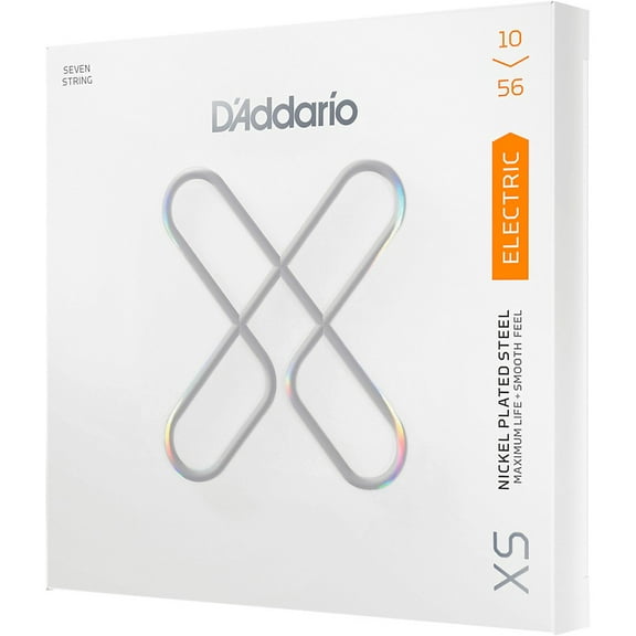 D'Addario XS Electric Guitar 7-String Nickel Plated Steel, Reg Light 10-56